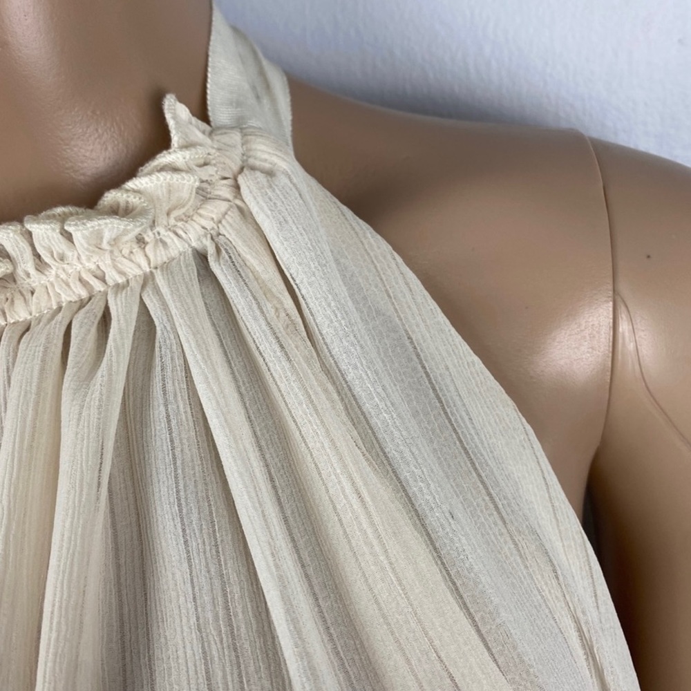 ADEAM BEIGE STRIPED CHIFFON HALTER TOP - Picture 4 of 11